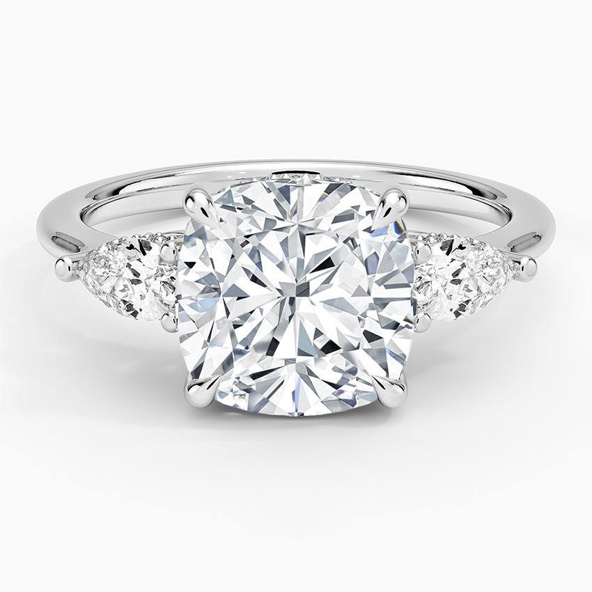 3.50 Cushion Kesim Hidden Halo Tasarım Tektaş Laboratuvar Pırlanta Yüzük - Nilora