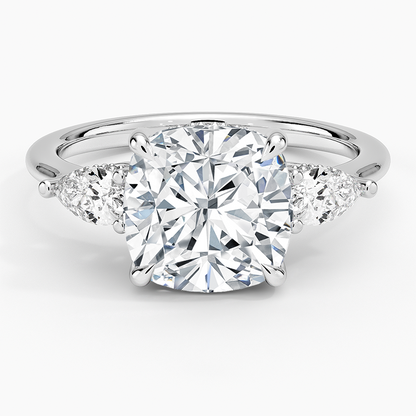 3.50 Cushion Kesim Hidden Halo Tasarım Tektaş Laboratuvar Pırlanta Yüzük - Nilora