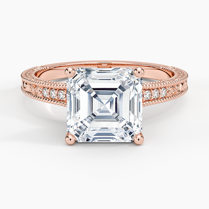 3.15 Asscher Kesim Hidden Halo Tasarım Tektaş Laboratuvar Pırlanta Yüzük 18K - Silora