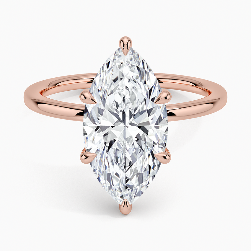 3.15 Karat Marquise Kesim Hidden Halo Tasarım Tektaş Laboratuvar Pırlanta Yüzük - Valencia