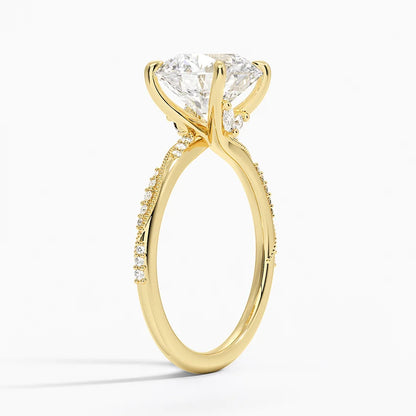 3.25 Karat Hidden Halo Tasarım Tektaş Laboratuvar Pırlanta Yüzük 18K  - Melora - Bold Diamonds
