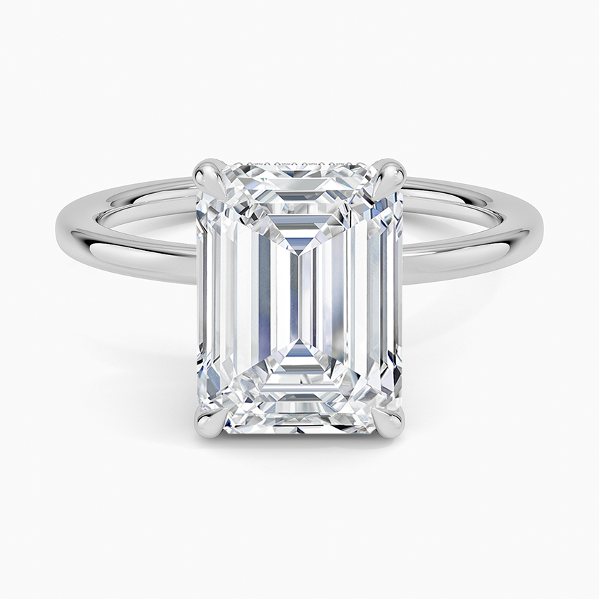 3.15 Karat Emerald Kesim Hidden Halo Tasarım Tektaş Laboratuvar Pırlanta Yüzük - Gilora - Bold Diamonds