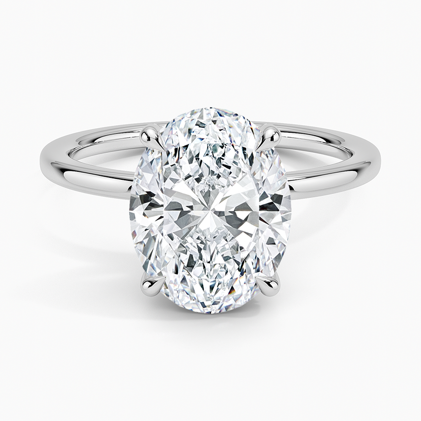3.15 Karat Oval Kesim Hidden Halo Tasarım Tektaş Laboratuvar Pırlanta Yüzük - Gilora - Bold Diamonds