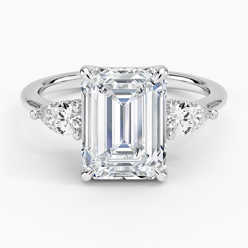 3.50 Emerald Kesim Hidden Halo Tasarım Tektaş Laboratuvar Pırlanta Yüzük - Nilora