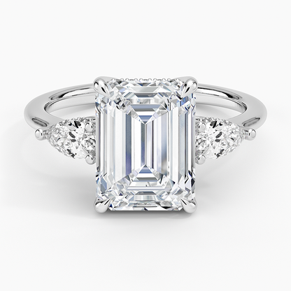 3.50 Emerald Kesim Hidden Halo Tasarım Tektaş Laboratuvar Pırlanta Yüzük - Nilora