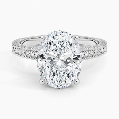 3.15 Oval Kesim Hidden Halo Tasarım Tektaş Laboratuvar Pırlanta Yüzük  - Silora