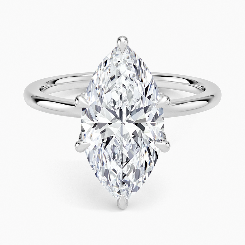 Altı Tırnak 3.15 Karat Marquise Kesim Hidden Halo Tasarım Tektaş Laboratuvar Pırlanta Yüzük - Delora - Bold Diamonds