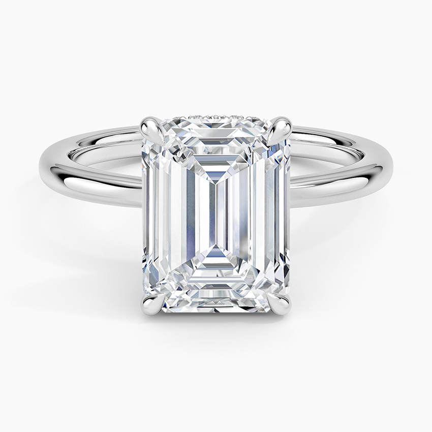 3.15 Emerald Kesim Hidden Halo Tasarım Tektaş Laboratuvar Pırlanta Yüzük - Vilora