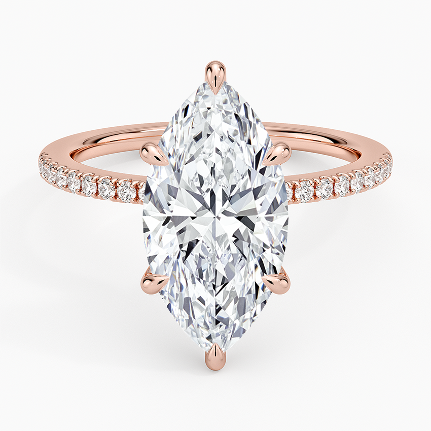 3.25 Karat Marquise Kesim Hidden Halo Tasarım Tektaş Laboratuvar Pırlanta Yüzük - Filora - Bold Diamonds