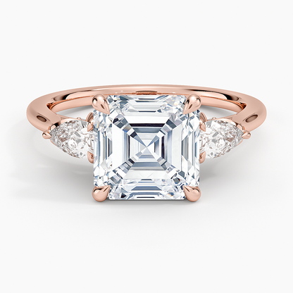 3.75 Karat Asscher Kesim Hidden Halo Tasarım Tektaş Laboratuvar Pırlanta Yüzük 18K - Calora