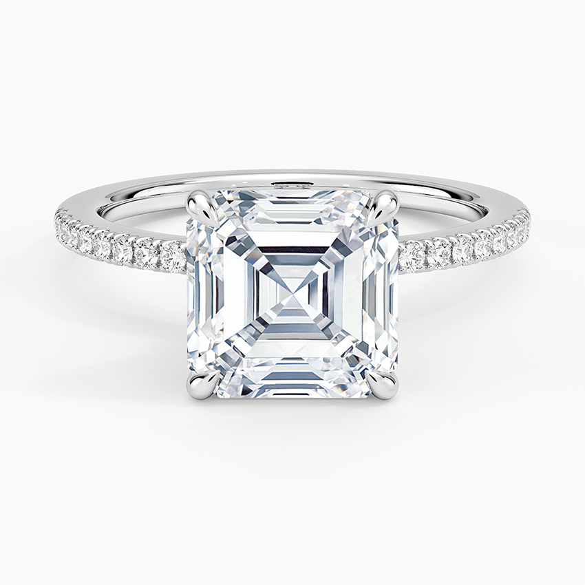 3.25 Karat Asscher Kesim Hidden Halo Tasarım Tektaş Laboratuvar Pırlanta Yüzük - Filora - Bold Diamonds