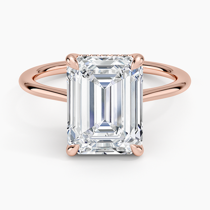 3.10 Emerald Kesim Hidden Halo Tasarım Tektaş Laboratuvar Pırlanta Yüzük - Tilora