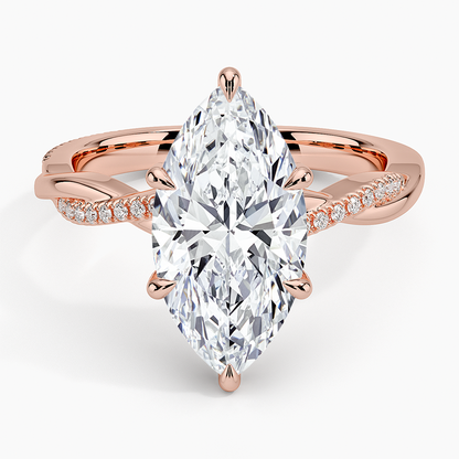 3.25 Karat Marquise Kesim Hidden Halo Tasarım Tektaş Laboratuvar Pırlanta Yüzük 18K  - Talora