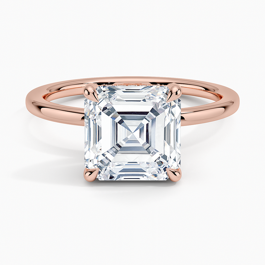 3.15 Karat Asscher Kesim Hidden Halo Tasarım Tektaş Laboratuvar Pırlanta Yüzük - Valencia
