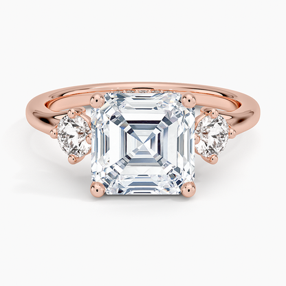 3.50 Asscher Kesim Hidden Halo Tasarım Tektaş Laboratuvar Pırlanta Yüzük 18K - Milora