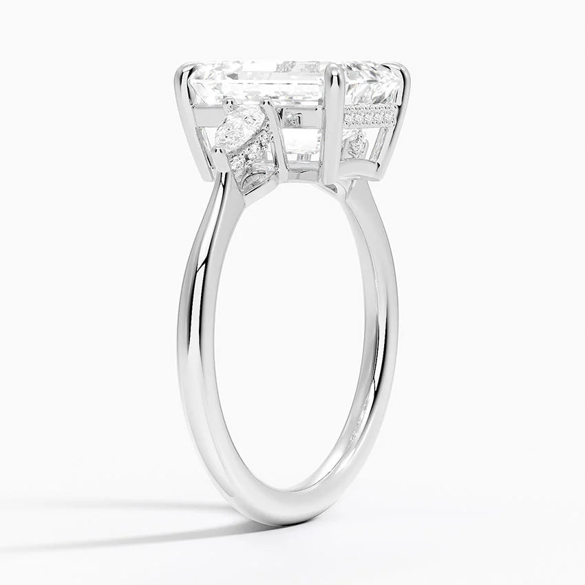 3.50 Karat Emerald Kesim Hidden Halo Tasarım Tektaş Laboratuvar Pırlanta Yüzük - Madrid