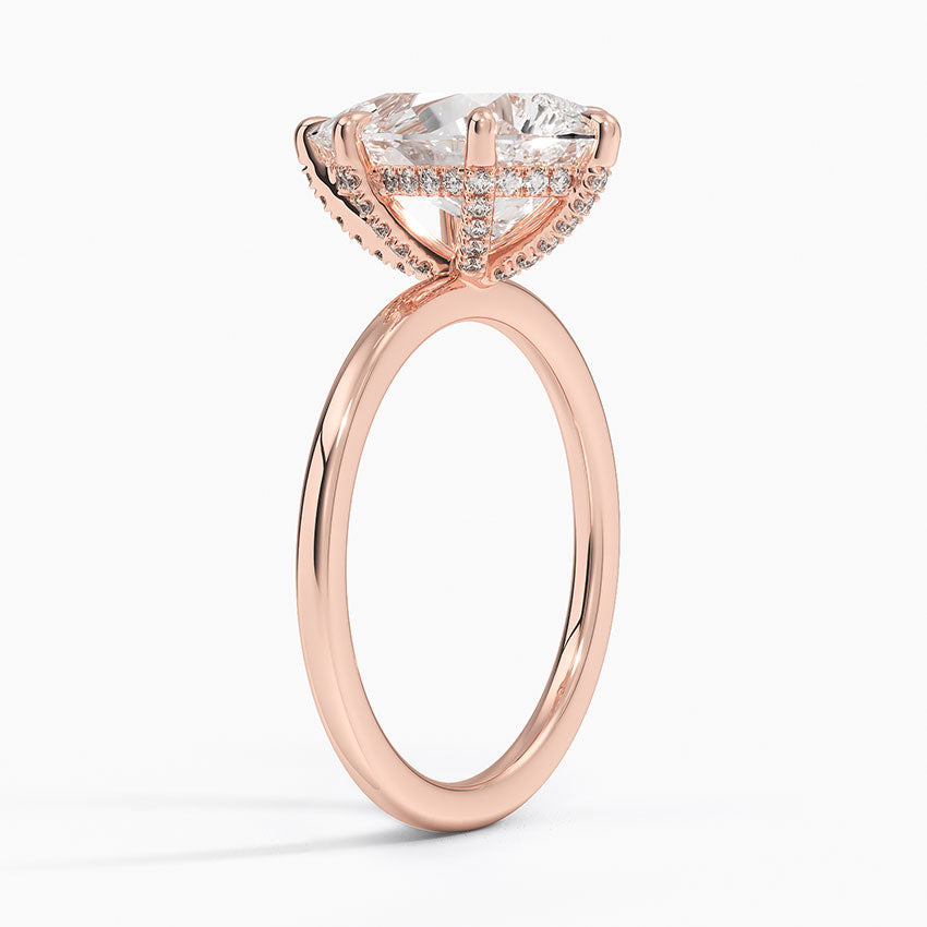 3.15 Karat Damla Kesim Hidden Halo Tasarım Tektaş Laboratuvar Pırlanta Yüzük - Gilora - Bold Diamonds