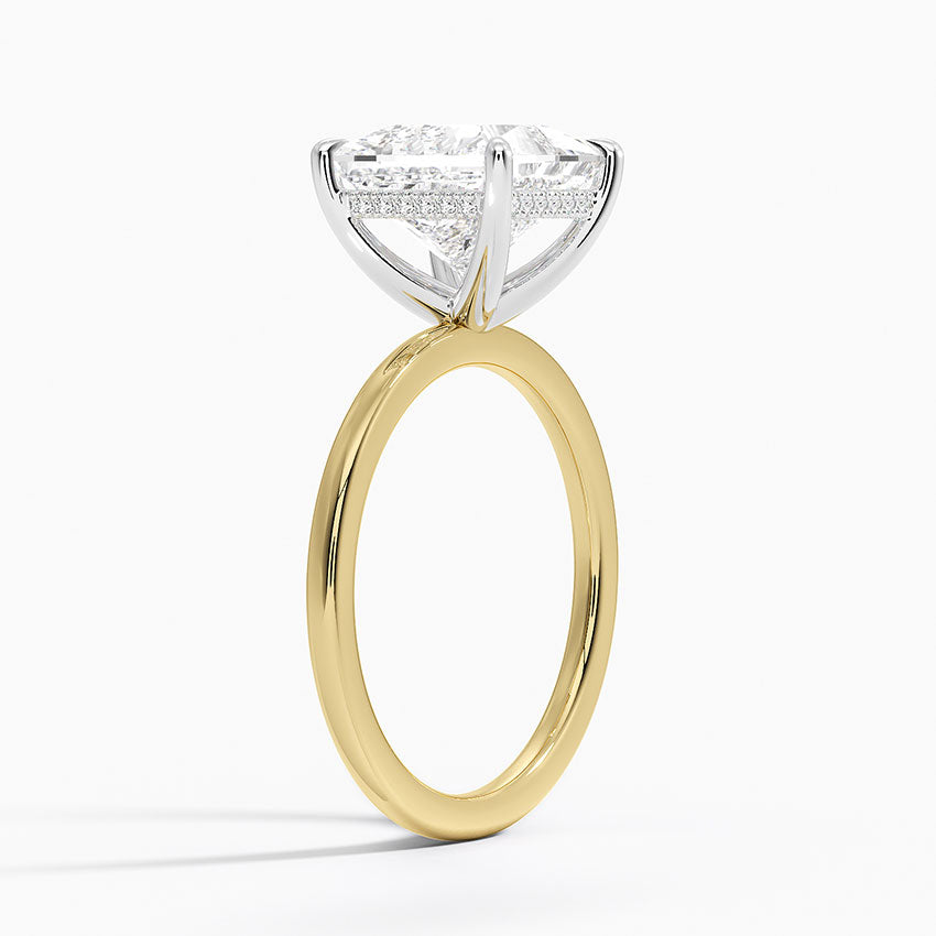 3.10 Karat Prenses Kesim Hidden Halo Tasarım Tektaş Laboratuvar Pırlanta Yüzük 18K  - Elora
