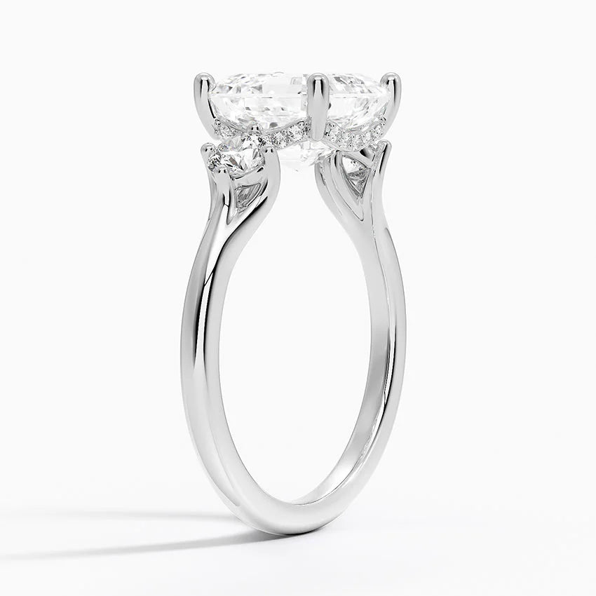 3.50 Asscher Kesim Hidden Halo Tasarım Tektaş Laboratuvar Pırlanta Yüzük 18K - Milora
