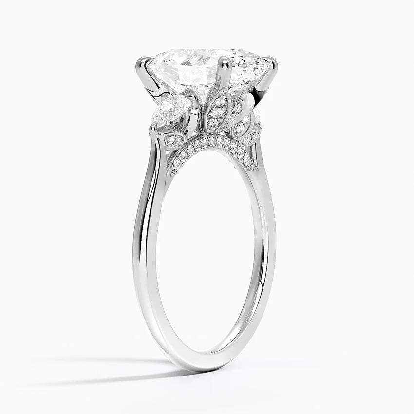 3.75 Karat Oval Kesim Hidden Halo Tasarım Tektaş Laboratuvar Pırlanta Yüzük - Verona