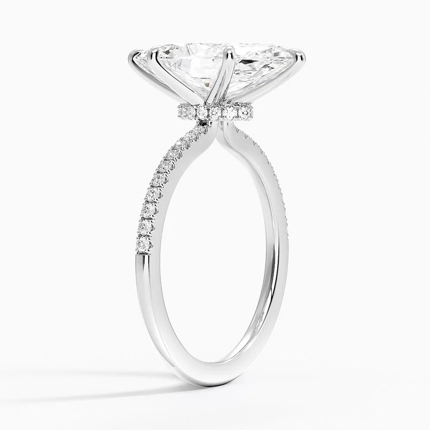 3.25 Karat Marquise Kesim Hidden Halo Tasarım Tektaş Laboratuvar Pırlanta Yüzük - Filora - Bold Diamonds