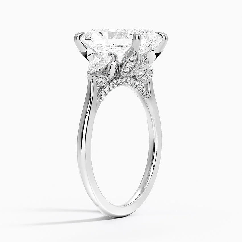 3.75 Karat Radiant Kesim Hidden Halo Tasarım Tektaş Laboratuvar Pırlanta Yüzük - Verona