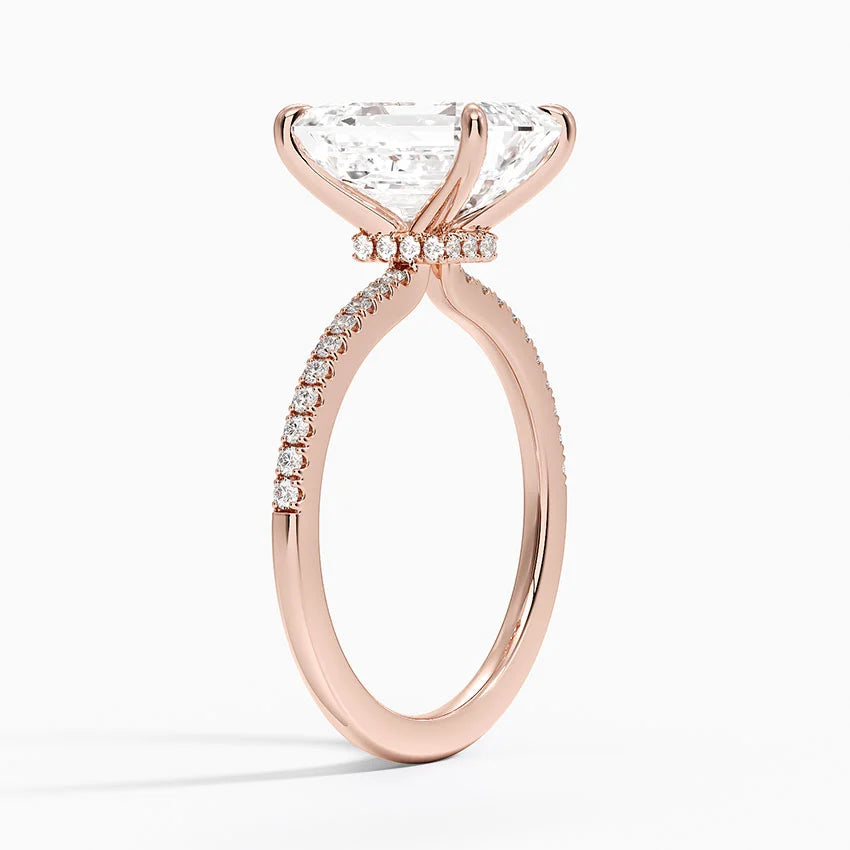 3.25 Karat Emerald Kesim Hidden Halo Tasarım Tektaş Laboratuvar Pırlanta Yüzük - Filora - Bold Diamonds