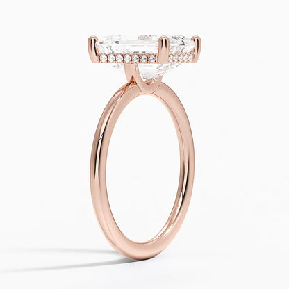 3.10 Emerald Kesim Hidden Halo Tasarım Tektaş Laboratuvar Pırlanta Yüzük - Melara