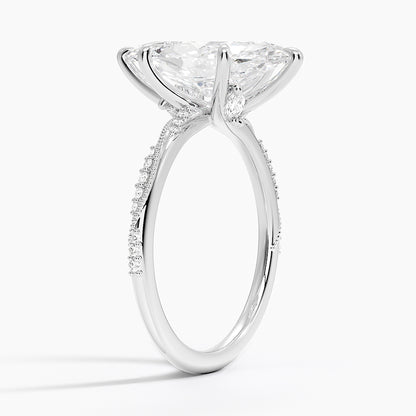3.25 Karat Marquise Kesim Hidden Halo Tasarım Tektaş Laboratuvar Pırlanta Yüzük 18K  - Melora