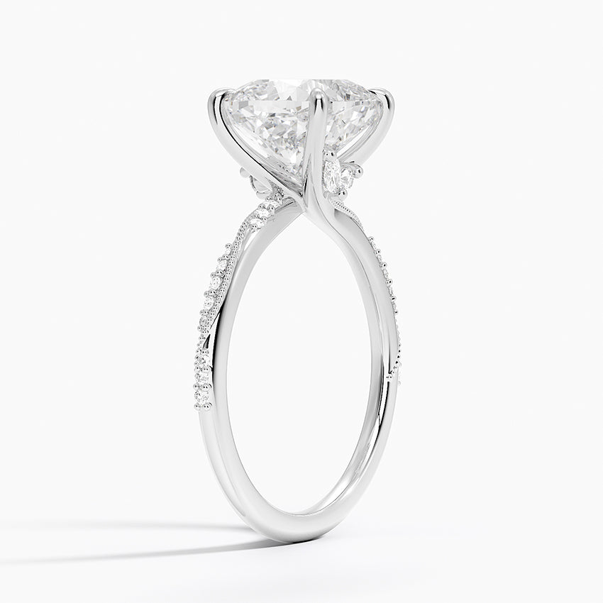 3.25 Karat Cushion Kesim Hidden Halo Tasarım Tektaş Laboratuvar Pırlanta Yüzük 18K  - Melora - Bold Diamonds