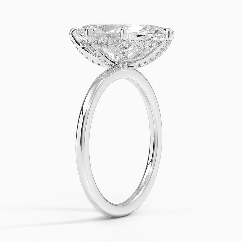 3.15 Karat Marquise Kesim Hidden Halo Tasarım Tektaş Laboratuvar Pırlanta Yüzük - Valencia
