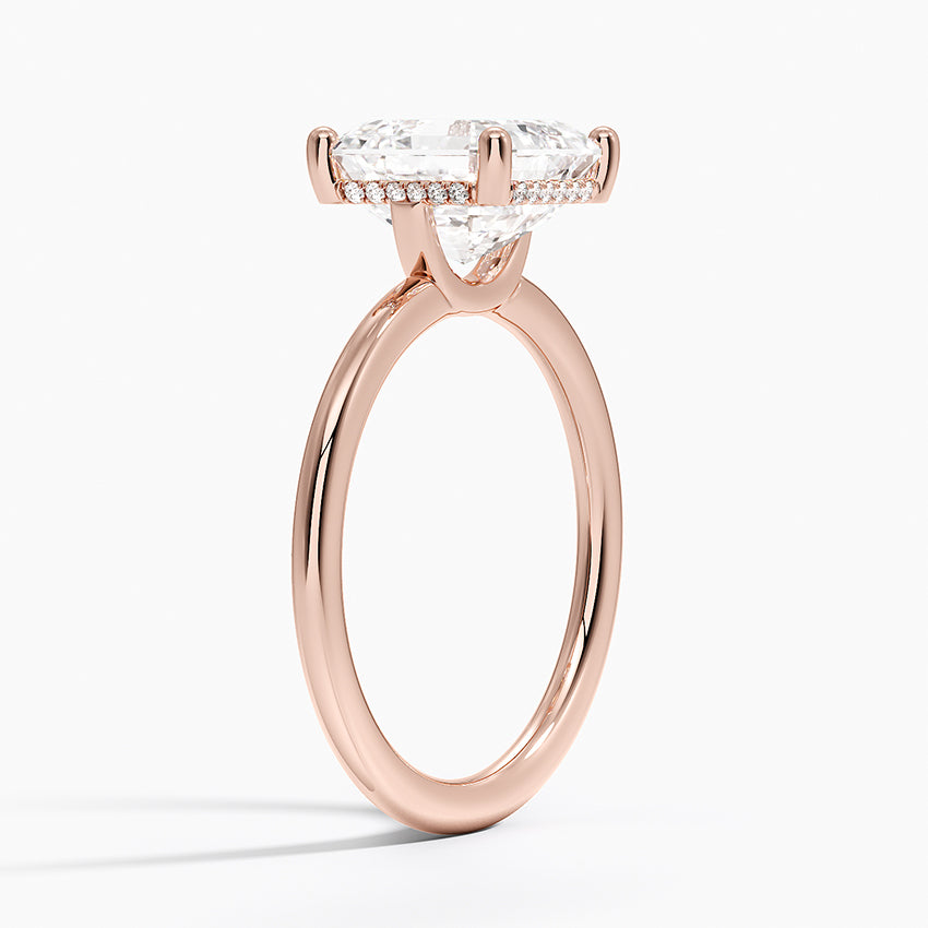 3.10 Karat Asscher Kesim Hidden Halo Tasarım Tektaş Laboratuvar Pırlanta Yüzük - Lucerne