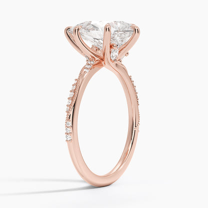 3.25 Karat Damla Kesim Hidden Halo Tasarım Tektaş Laboratuvar Pırlanta Yüzük 18K  - Melora
