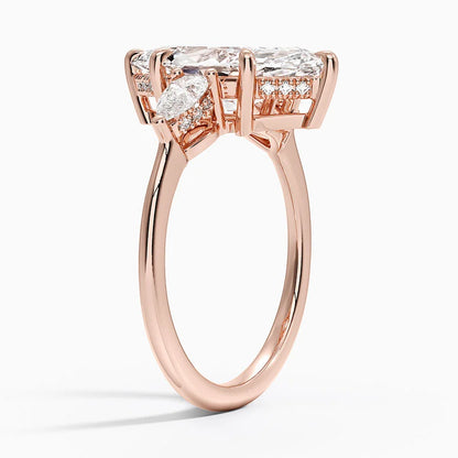 3.50 Marquise Kesim Hidden Halo Tasarım Tektaş Laboratuvar Pırlanta Yüzük - Nilora