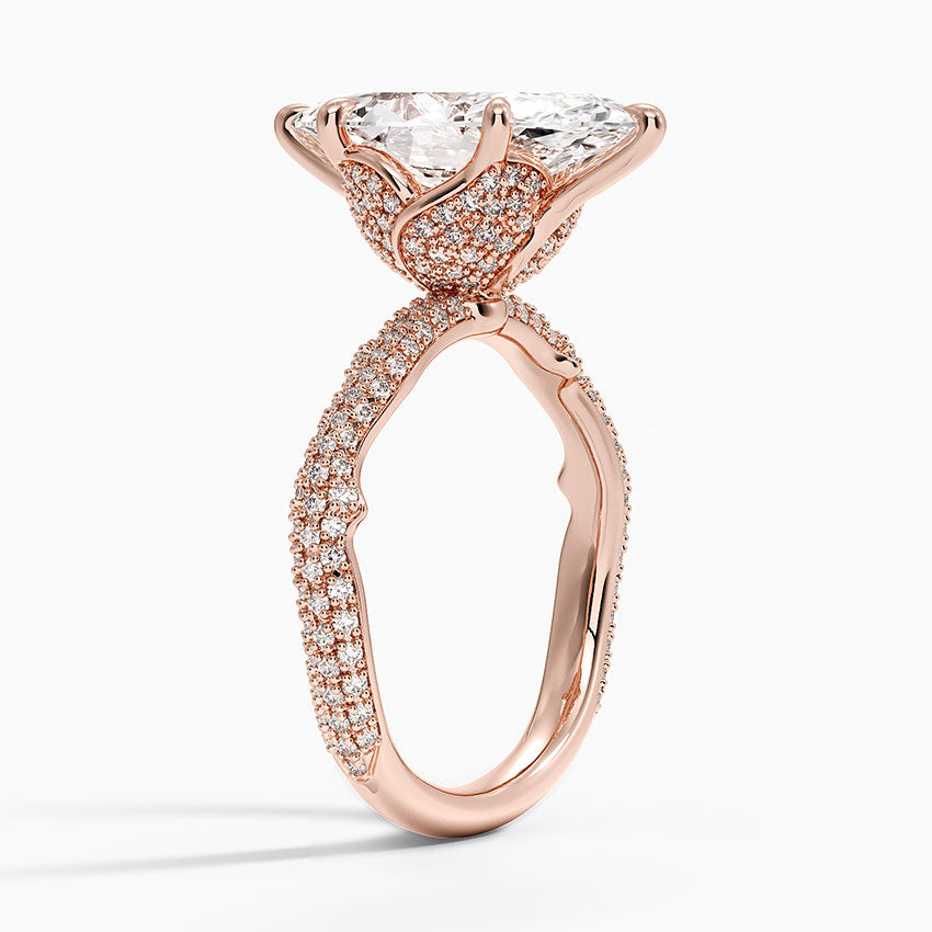 3.75 Karat Marquise Kesim Hidden Halo Tasarım Tektaş Laboratuvar Pırlanta Yüzük - Sorrento