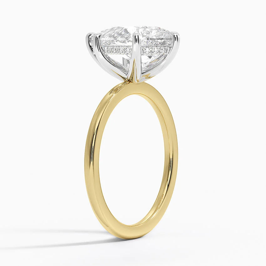 3.10 Karat Damla Kesim Hidden Halo Tasarım Tektaş Laboratuvar Pırlanta Yüzük 18K  - Elora