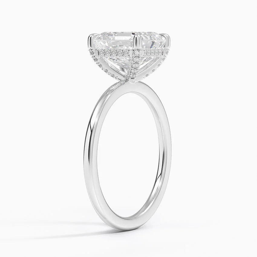 3.15 Karat Asscher Kesim Hidden Halo Tasarım Tektaş Laboratuvar Pırlanta Yüzük - Valencia