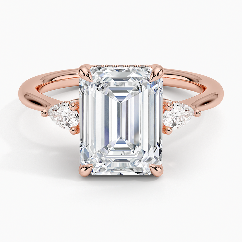 3.50 Karat Emerald Kesim Hidden Halo Tasarım Tektaş Laboratuvar Pırlanta Yüzük - Madrid