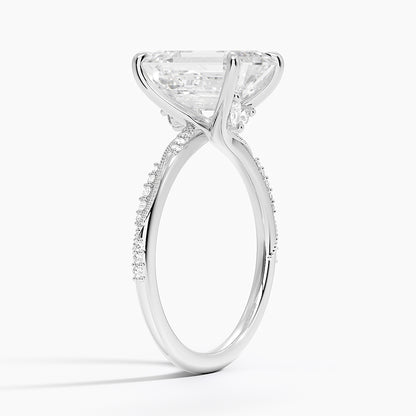 3.25 Karat Emerald Kesim Hidden Halo Tasarım Tektaş Laboratuvar Pırlanta Yüzük 18K  - Melora