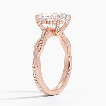 3.25 Karat Oval Kesim Hidden Halo Tasarım Tektaş Laboratuvar Pırlanta Yüzük 18K  - Talora
