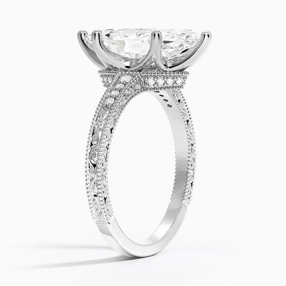 3.15 Marquise Kesim Hidden Halo Tasarım Tektaş Laboratuvar Pırlanta Yüzük - Silora