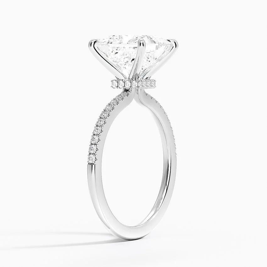 3.25 Karat Prenses Kesim Hidden Halo Tasarım Tektaş Laboratuvar Pırlanta Yüzük - Filora - Bold Diamonds