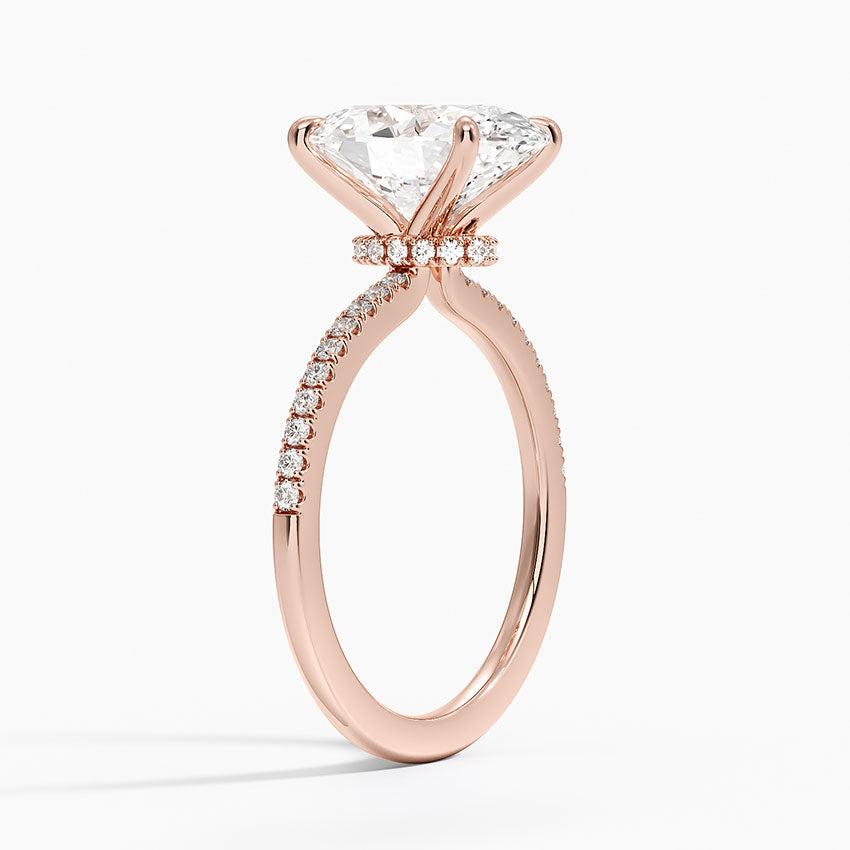 4.25 Karat Oval Kesim Hidden Halo Tasarım Tektaş Laboratuvar Pırlanta Yüzük - Filora - Bold Diamonds