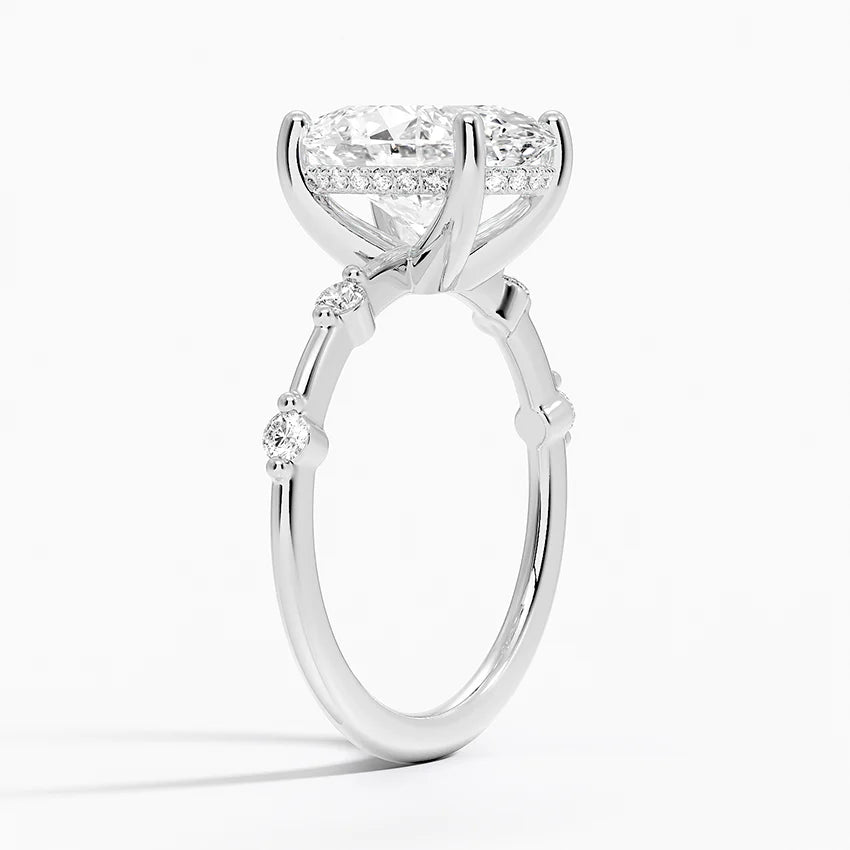 3.20 Karat Oval Kesim Hidden Halo Tasarım Tektaş Laboratuvar Pırlanta Yüzük - Nice
