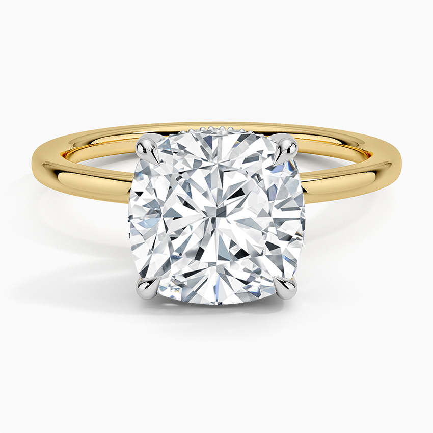 3.10 Karat Cushion Kesim Hidden Halo Tasarım Tektaş Laboratuvar Pırlanta Yüzük 18K  - Elora