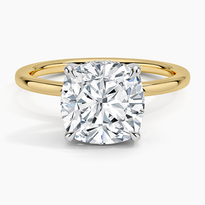 3.10 Karat Cushion Kesim Hidden Halo Tasarım Tektaş Laboratuvar Pırlanta Yüzük 18K  - Elora - Bold Diamonds