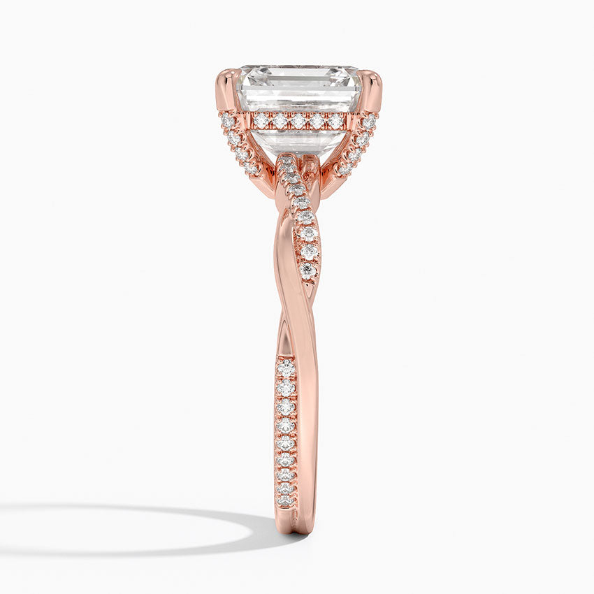 3.25 Karat Asscher Kesim Hidden Halo Tasarım Tektaş Laboratuvar Pırlanta Yüzük  - Riga