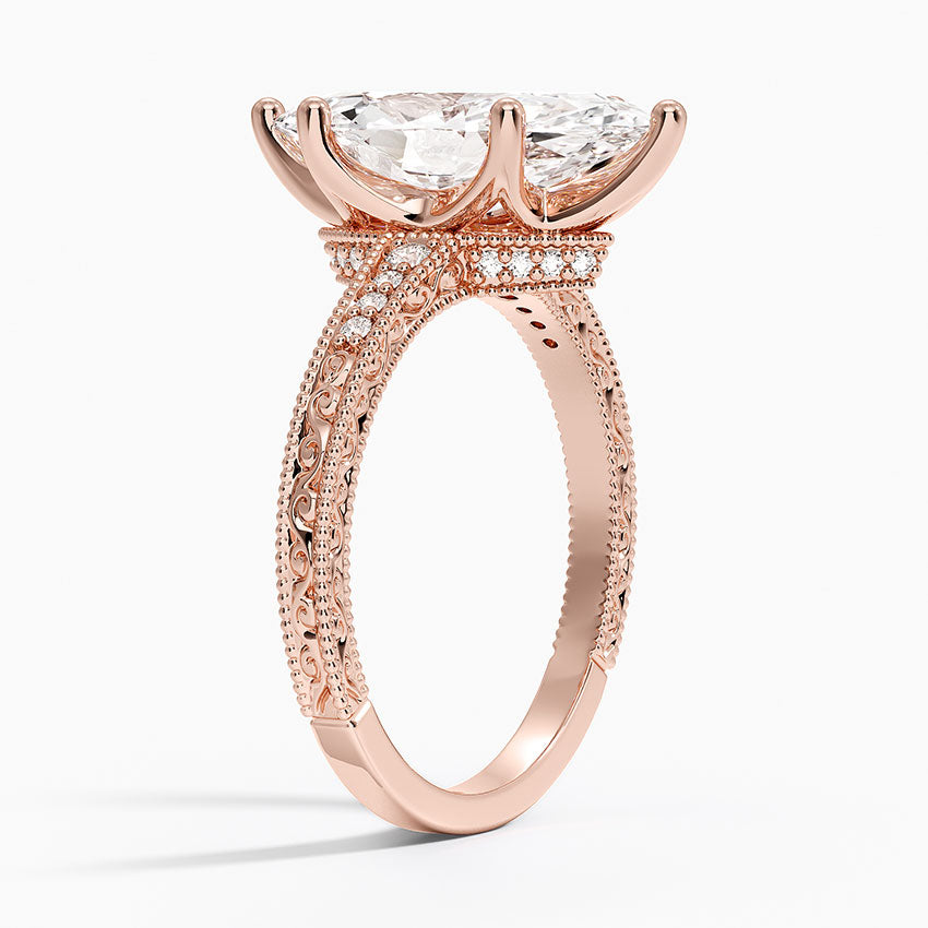 3.15 Marquise Kesim Hidden Halo Tasarım Tektaş Laboratuvar Pırlanta Yüzük - Silora