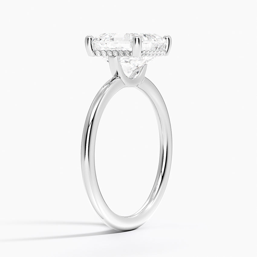3.10 Karat Asscher Kesim Hidden Halo Tasarım Tektaş Laboratuvar Pırlanta Yüzük - Lucerne