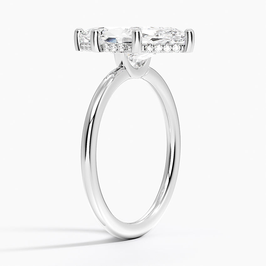 3.10 Karat Marquise Kesim Hidden Halo Tasarım Tektaş Laboratuvar Pırlanta Yüzük - Lucerne